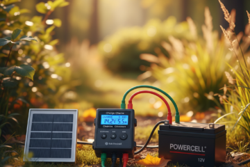 solar charge controller wired to 100 watt solar panel and 12v battery